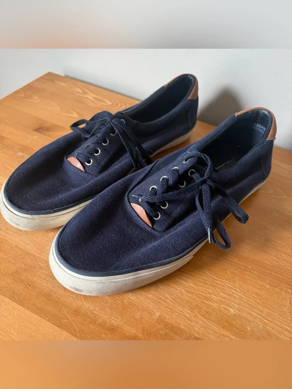 Polo Ralph Lauren Thornton Boat Shoes Navy Blue Size 12 D Leather Accents